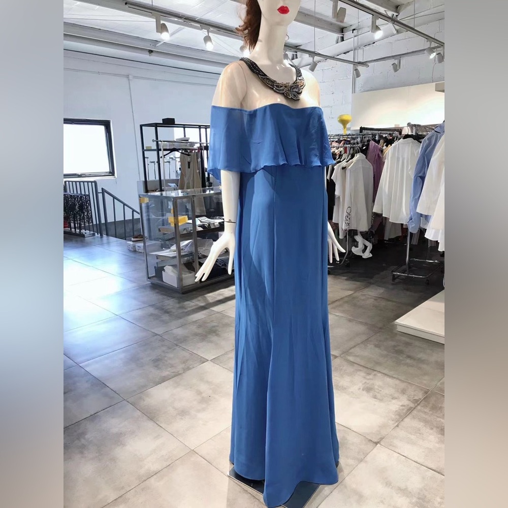 US 16 ALLURE Royal Blue Necklace Deco Dress NWT
